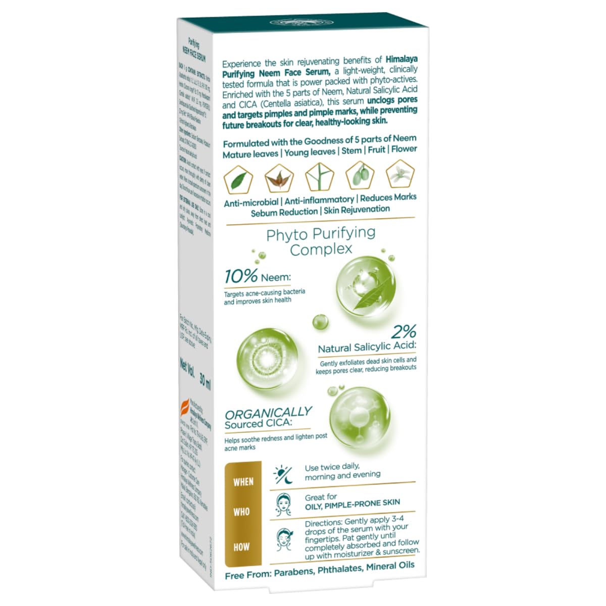 Purifying Neem Face Serum | 2% Natural Salicylic Acid & Cica & Neem | Reduces Acne & Acne Marks | Tightens pores & soothes inflammation | Made with 98% Natural Origin Ingredients | Made for Acne prone skin | 30 ml