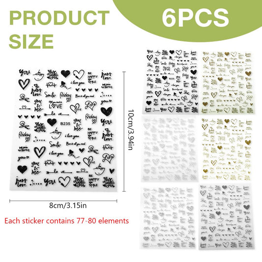 Y2K Laser Nail Art Stickers - 6 Sheets