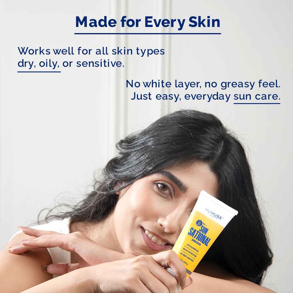 SPF 50 PA+++ Moisturizing Sunscreen – Hyaluronic Acid for Deep Hydration | No White Cast, Non-Greasy | UVA + UVB Protection | For Men & Women