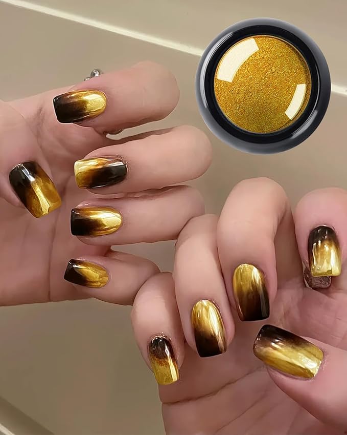 K2 Creation Chrome Nail Powder Set – 3 Colors Gold, Silver & Rose Gold | Holographic Mirror Effect | With Sponge Applicator | Nail Art Kit