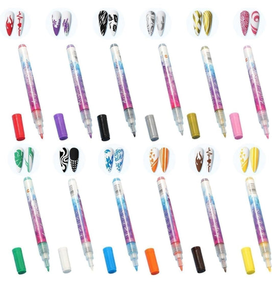 Nail Art Paint Pens Set – Multi Color Acrylic Nail Design Pens | Easy Nail Decoration for Home & Salon | Beginner Friendly Nail Art Kit