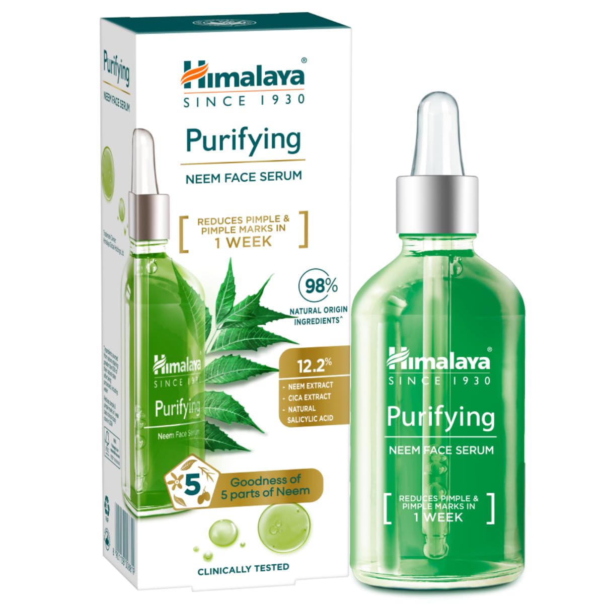 Purifying Neem Face Serum | 2% Natural Salicylic Acid & Cica & Neem | Reduces Acne & Acne Marks | Tightens pores & soothes inflammation | Made with 98% Natural Origin Ingredients | Made for Acne prone skin | 30 ml