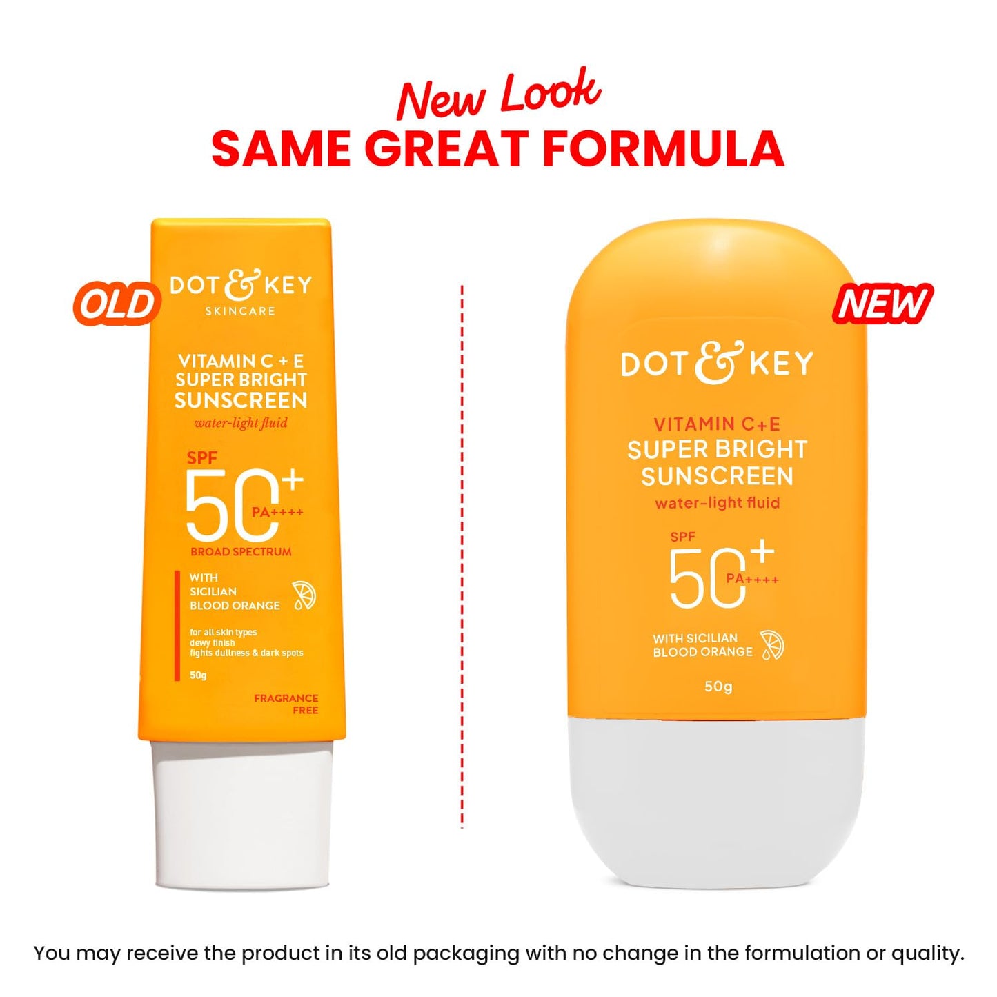 Dot & Key Vitamin C+E Super Bright Sunscreen SPF 50+ PA++++ | Boosts Glow, Reduces Dark Spots & Dullness | No White Cast | 50g