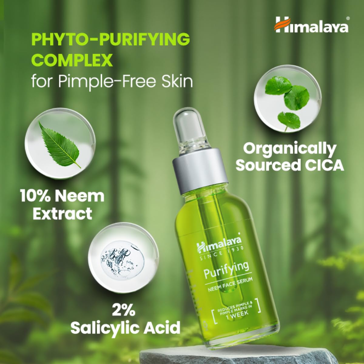 Purifying Neem Face Serum | 2% Natural Salicylic Acid & Cica & Neem | Reduces Acne & Acne Marks | Tightens pores & soothes inflammation | Made with 98% Natural Origin Ingredients | Made for Acne prone skin | 30 ml