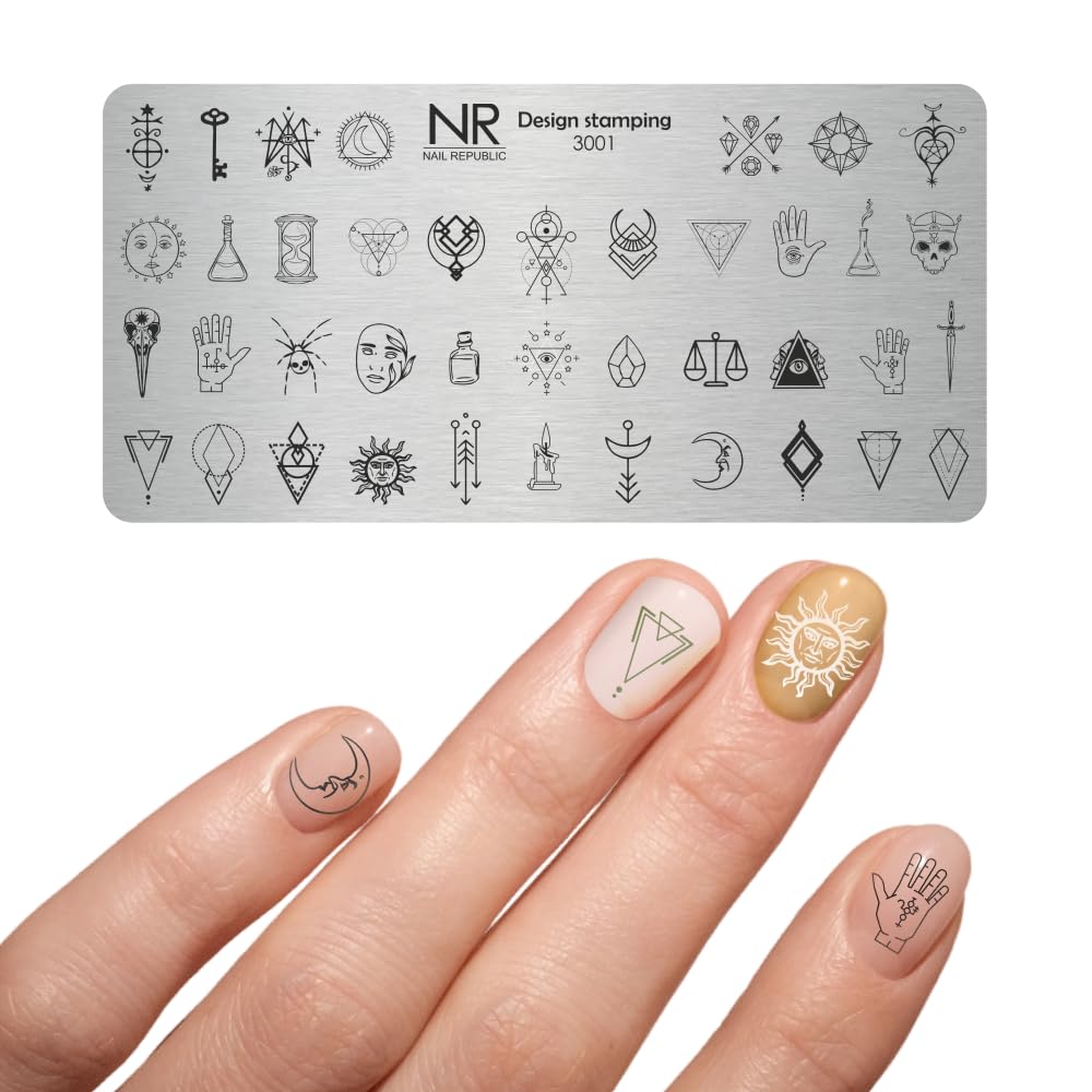 Nail Republic Nail Stamping Plate – Metal Nail Art Template for Manicure Designs | Alchemy Collection | Professional Nail Stamping Kit