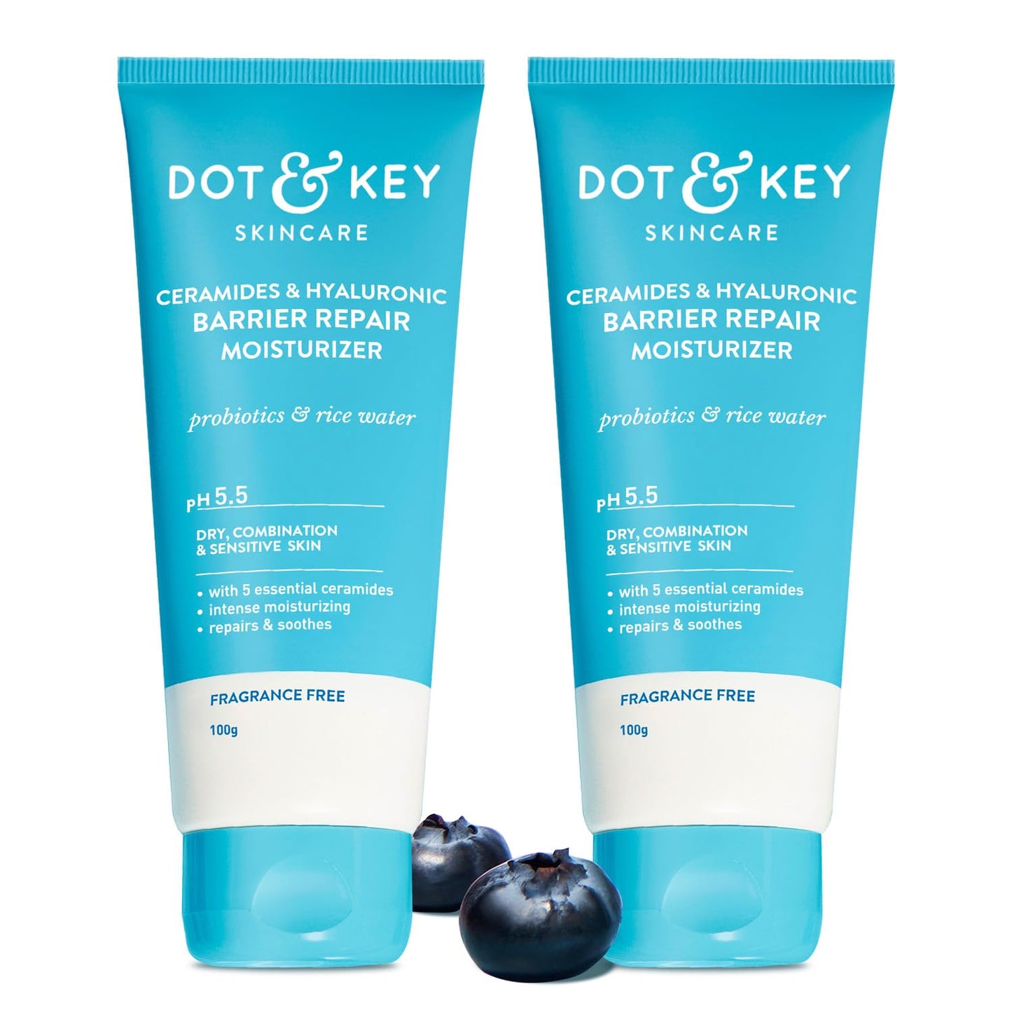 Dot & Key Barrier Repair Moisturizer For Normal, Dry, Combination & Sensitive Skin | 120 Hrs Moisturization, With 5 Ceramides & Hyaluronic | Repairs Damaged Skin Barrier, Non-Comedogenic | 100g