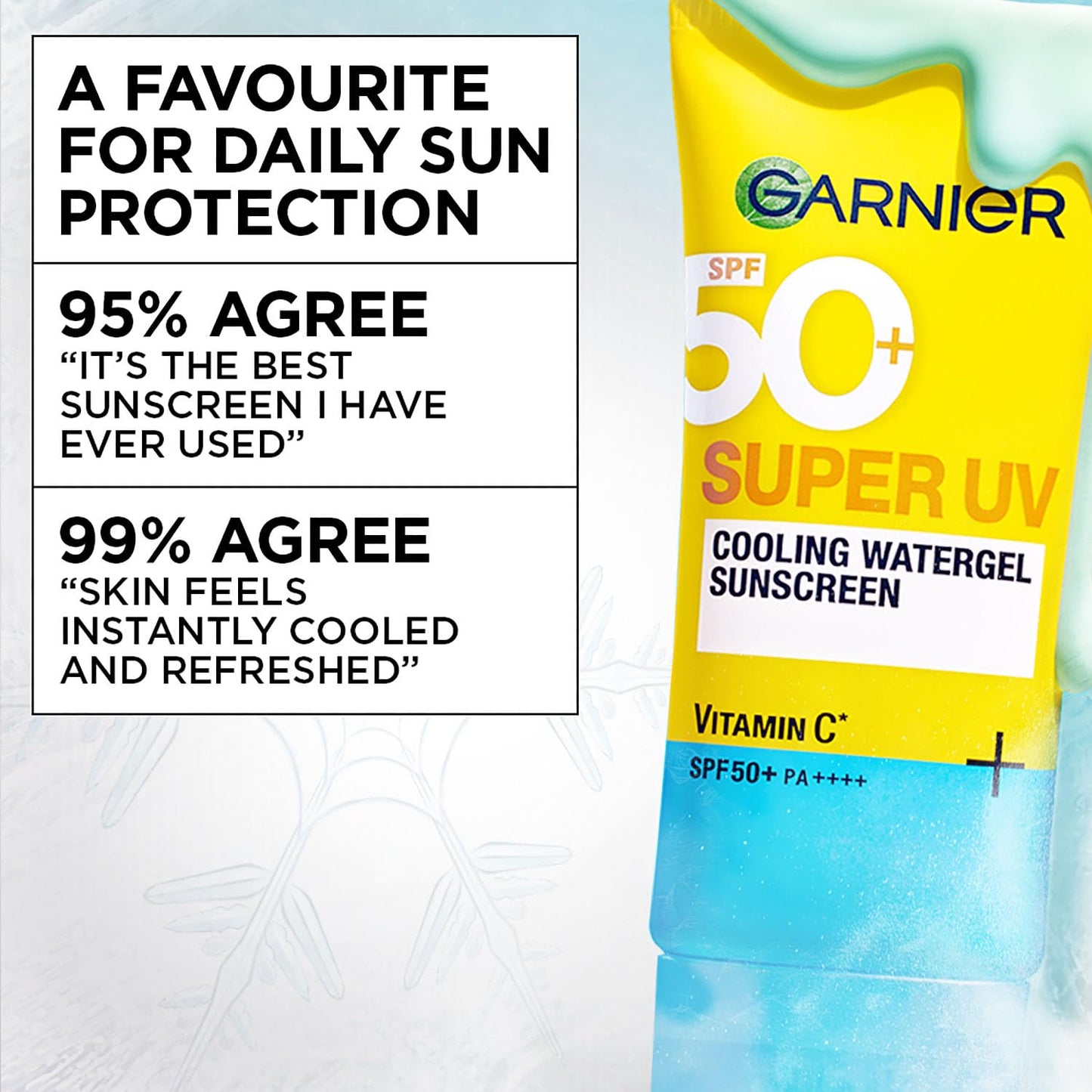 Garnier Super UV Cooling Watergel Sunscreen SPF 50 PA++++ | Instant Cooling, 8hr Freshness | No White Cast | All Skin Types | 60ml