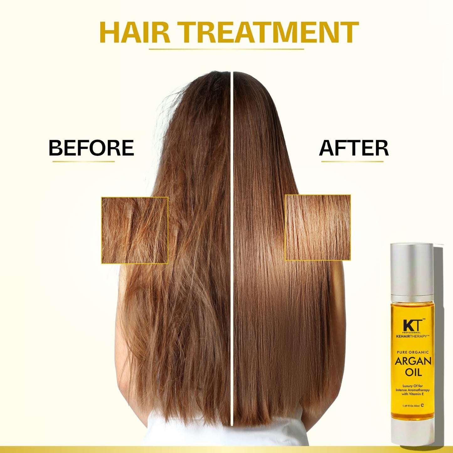 KT Professional Keratin Protein Argan Oil Hair Serum 50ml – Repairs Damaged Hair | Sulfate & Paraben Free | Vitamin E for Shine & Softness
