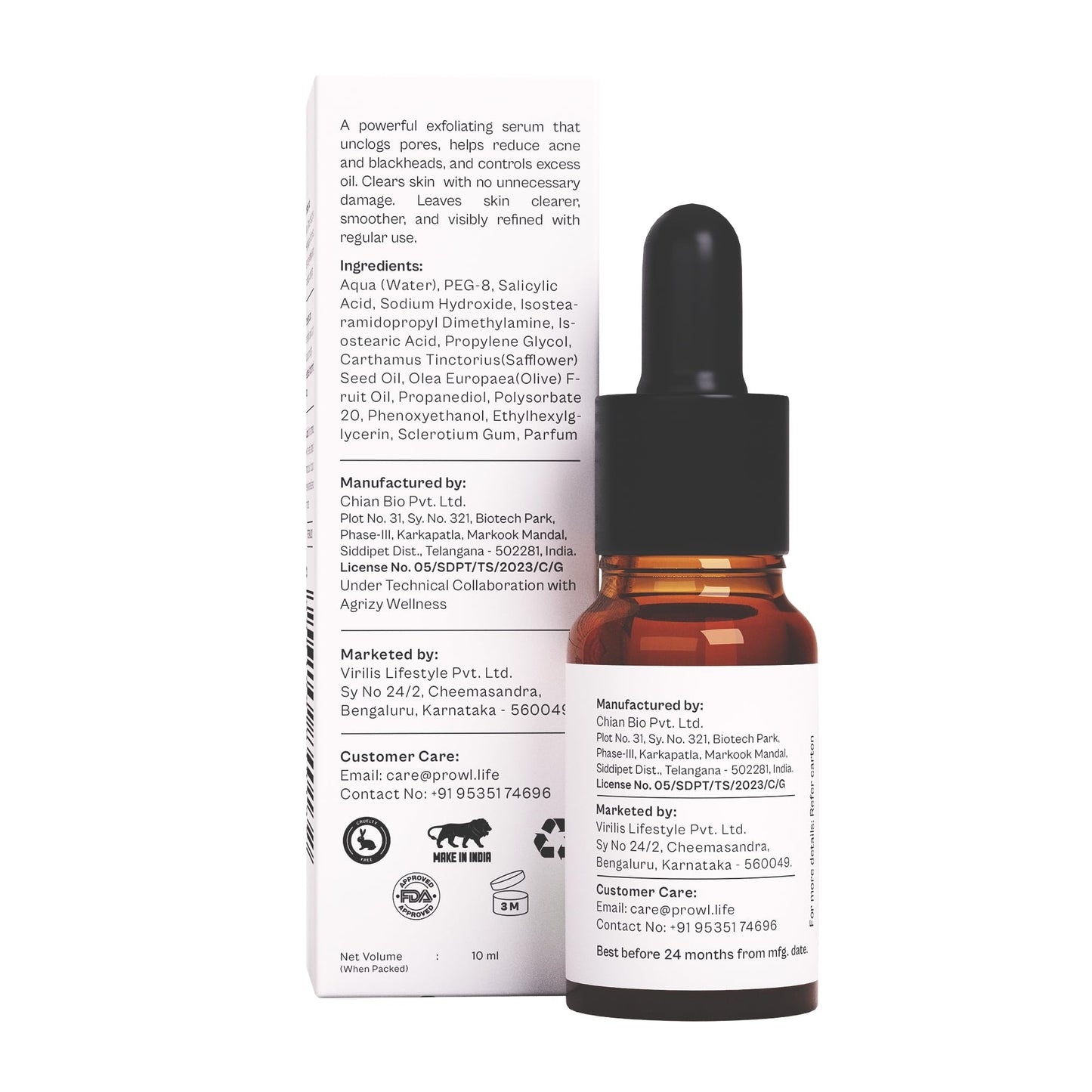 PROWL by Tiger Shroff 10% Vitamin C Serum for Daily Glowing Skin | Reduces Dark Spots & Evens Skin Tone for Men | Face Brightening Serums for All Sensitive Dry Oily Combination Skin Care | 10ml