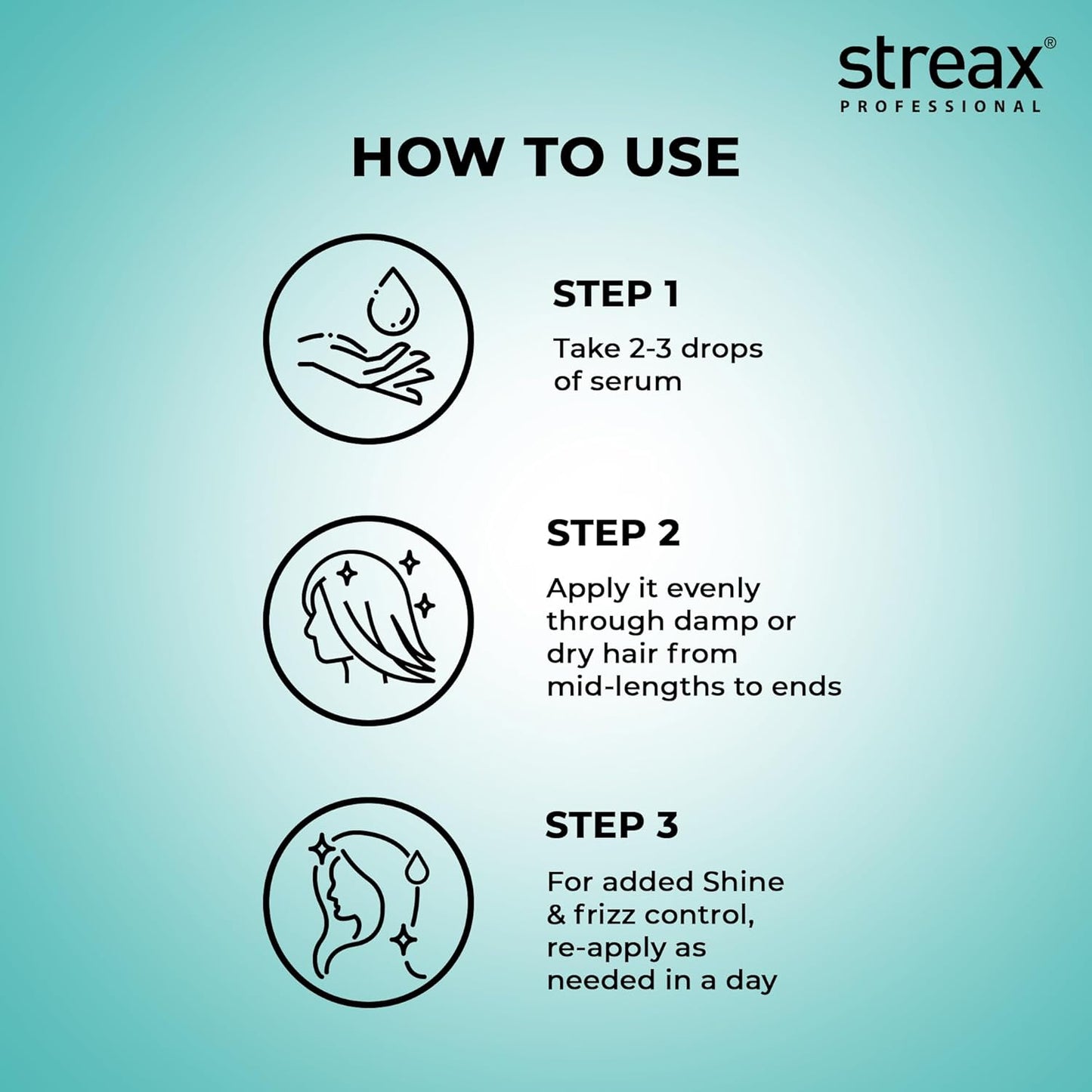 Streax Professional Vitariche Gloss Hair Serum 125ml – Anti Frizz Serum for Dry & Curly Hair | Vitamin E & Macadamia Oil | For Men & Women